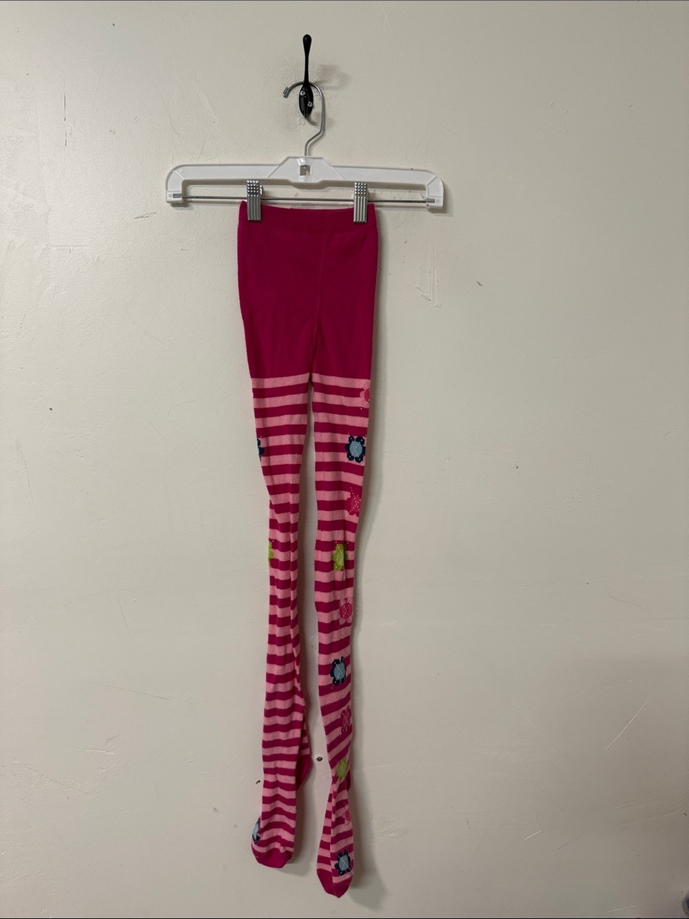 Gymboree Hot Pink Striped Floral Tights